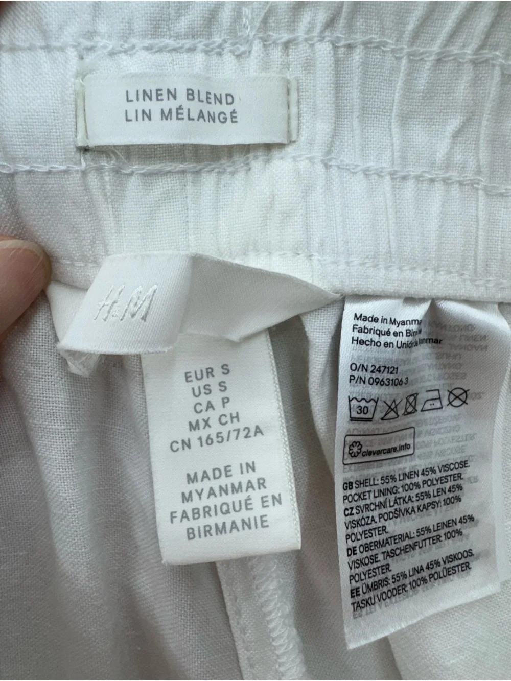 H&M Women’s Small Linen Blend Wide Leg Relaxed Pants White